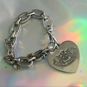 Vintage juicy bracelet silver heart charm let them eat couture Marie Antoinette